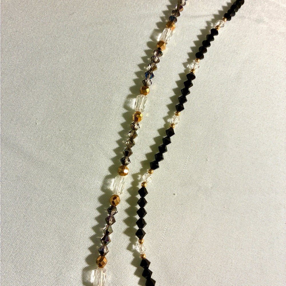 2 Swarovski Crystal 14K gf Gold Stack Beaded Bracelets - Picture 5 of 6